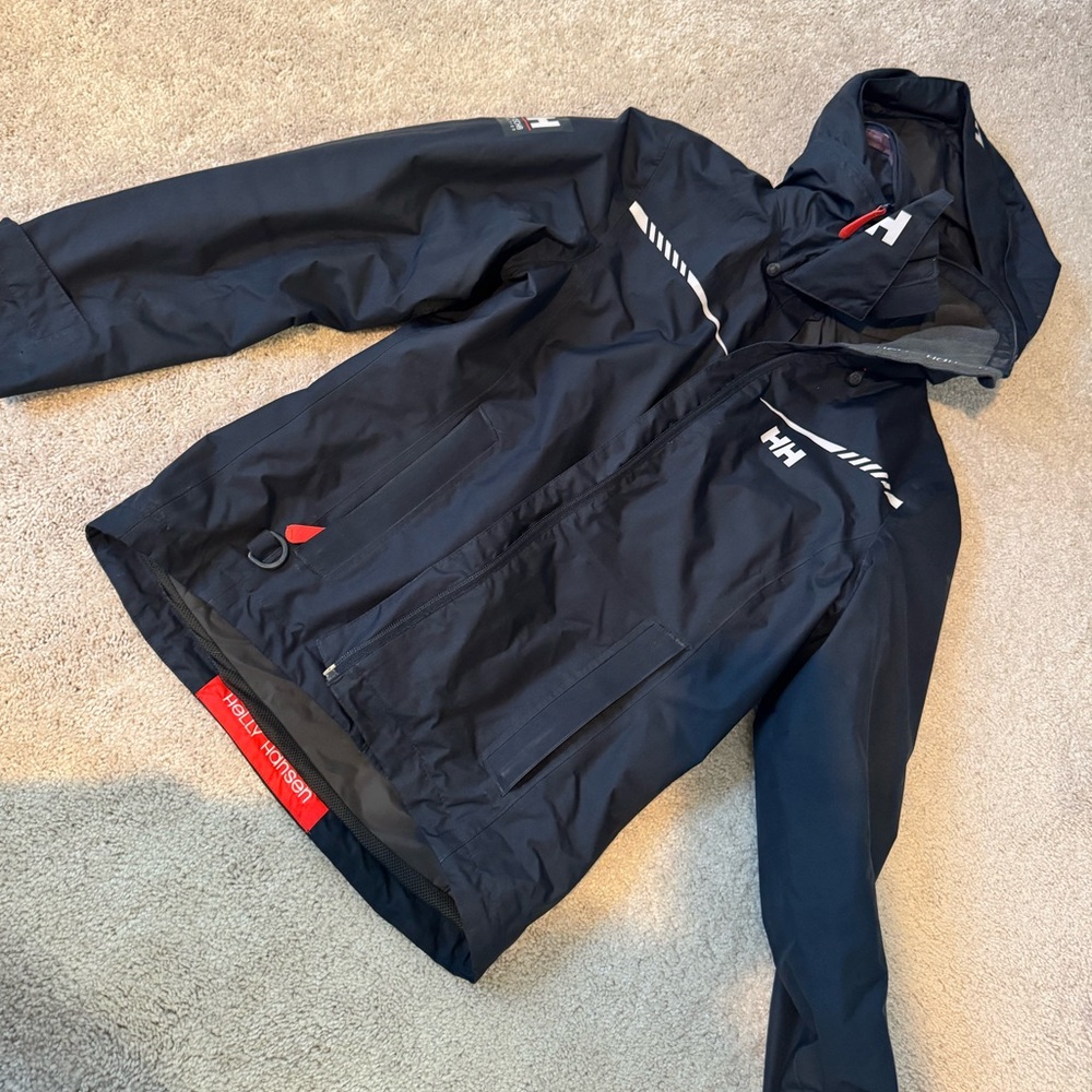 Helly Hansen Navy Blue Ski Snow Jacket with Red Accents